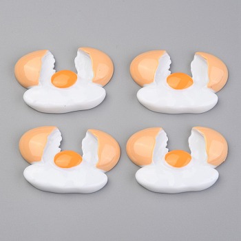 Opaque Resin Decoden Cabochons, Imitation Food, Fried Egg, Colorful, 39x61x9mm