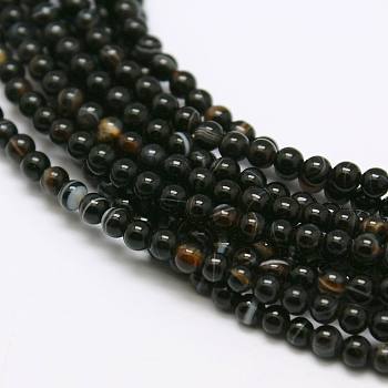 Natural Agate Bead Strands, Round, Dyed & Heated, 2mm, Hole: 0.8mm, about 178pcs/strand, 15 inch