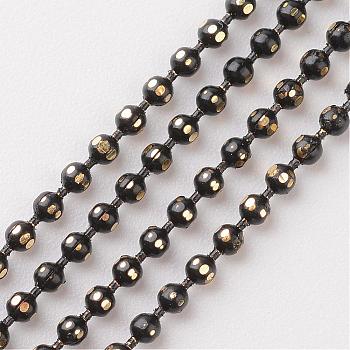 Brass Faceted Ball Chains, Soldered, Rack Plating, Two Tone, Black, 1.5mm