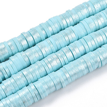 Handmade Polymer Clay Beads Strands, Pearlized, Disc/Flat Round, Heishi Beads, Light Sky Blue, 6mm, Hole: 1.5mm, 15.75''(40cm)