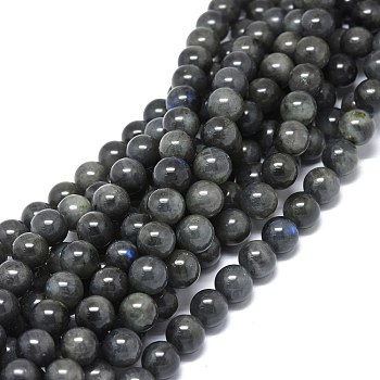 Natural Larvikite Beads Strands, Round, 10~10.5mm, Hole: 1mm, about 39pcs/strand, 15.55 inch(39.5cm)