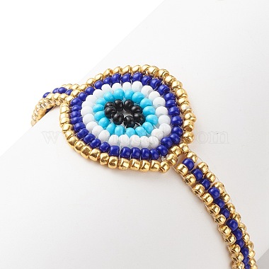 Плетеный браслет из стеклянных семян сглаза для женщин(BJEW-JB08398-02)-5