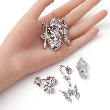 10Pcs 10 Style Halloween Theme Rack Plating Alloy Pendants(FIND-YW0003-84)-3