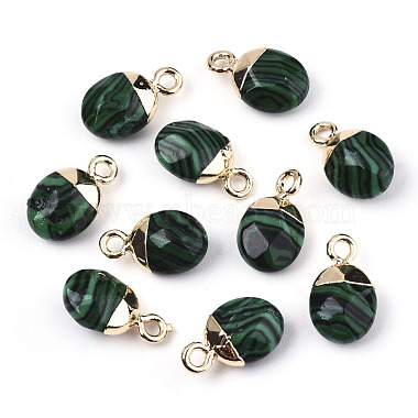 Light Gold Oval Malachite Charms