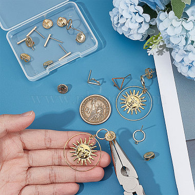 12Pcs 3 Style Brass Stud Earring Findings with Loop(DIY-BBC0001-03)-3
