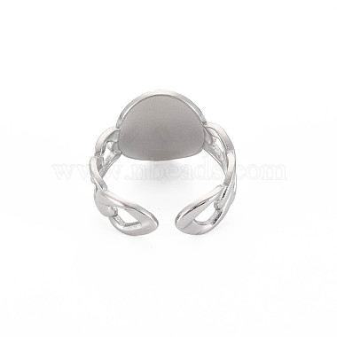 Non-Tarnish 304 Stainless Steel Oval with Human Wide Open Cuff Ring for Women(RJEW-S405-164P)-2