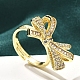 Rack Plating Brass Micro Pave Clear Cubic Zirconia Cuff Finger Rings for Women(RJEW-M028-31G-03)-1