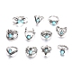 11Pcs 11 Style Synthetic Turquoise Finger Rings Set(AJEW-PW0005-04AS)-4