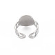 Non-Tarnish 304 Stainless Steel Oval with Human Wide Open Cuff Ring for Women(RJEW-S405-164P)-2