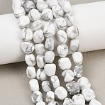 Natural Howlite Beads Strands, Nuggets, Tumbled Stone, 9~11x8~10x6~10mm, Hole: 0.8mm, about 18~19pcs/strand, 6.89~7.28''(17.5~18.5cm)(GG-CBA787B-A03)