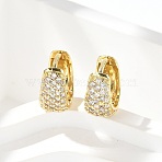 Brass Micro Pave Clear Cubic Zirconia Hoop Earrings, Rack Plating, Long-Lasting Plated, Lead Free & Cadmium Free, Real 18K Gold Plated, 13.5x7.5mm(EJEW-M077-20G)