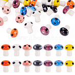 28Pcs 7 Colors Handmade Porcelain Beads, Hand Painted Ceramic Beads, Mushroom, Mixed Color, 12x10~10.5mm, Hole: 2mm, 4pcs/color(PORC-TA0001-23)