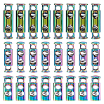 24Pcs 3 Styles Alloy Spring Cord Locks, 2-Hole, Rainbow Color, 22.5~31.5x7.5~8.5x5.5~8mm, Hole: 3.5~6mm, 8pcs/style(FIND-HS0001-96)