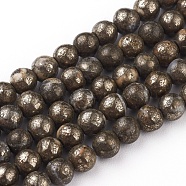 Natural Pyrite Beads Strands, Round, 4mm, Hole: 0.5mm, about 102pcs/strand, 15.75 inch(40cm)(G-G839-01-4mm)