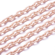 ABS Plastic Cable Chains, Oval, Misty Rose, 13.5~14x8x2mm, 14.9 inch~15.35 inch(38~39cm)/strand(X-KY-E007-02B)
