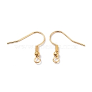 304 Stainless Steel Earring Hooks, Ear Wire, with Horizontal Loop, Real 18K Gold Plated, 20x20x3mm, Hole: 2mm, 21 Gauge, Pin: 0.7mm(STAS-T031-17G)