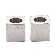 304 Stainless Steel Beads, Cube, Stainless Steel Color, 4x4x4mm, Hole: 2.5mm(STAS-F259-001P)