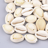 Cowrie Shell Links connectors, Old Lace, 22~27x16~19x11~14mm, Hole: 1.5mm, about 150pcs/500g(SSHEL-Q310-01A-02)