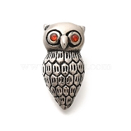 304 Stainless Steel Pendants, with Rhinestone, Antique Silver, Owl Charm, Hyacinth, 27x13.5x12.5mm, Hole: 6x4.5mm(STAS-Z110-07AS-03)