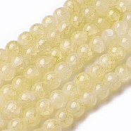 Spray Painted Glass Beads Strands, Round, Yellow, 8~8.5mm, Hole: 1.5mm, about 100pcs/strand, 31.1 inch(79cm)(X-GLAA-A038-C-41)