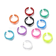 Spray Painted Brass Cuff Rings, Open Rings, Oval, Mixed Color, US Size 7 1/4(17.5mm)(KK-I683-27)
