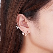 SHEGRACE 925 Sterling Silver Kitten Hook Earrings, Cat Silhouette, Rose Gold, 15x10mm(JE315B)