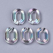 Transparent Acrylic Linkings Rings, Quick Link Connectors, For Curb Chains Making, AB Color, Oval, Clear AB, 19x14x4mm, Inner Diameter: 11x5.5mm(PACR-N010-030B-01)