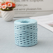 Raffia Ribbon, Packing Paper String, Raffia Twine Paper Cords for Gift Wrapping and Weaving, Light Cyan, 3~4mm, about 218.72 Yards(200m)/Roll(SENE-PW0003-104O)