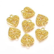 Valentine's Day Gift Ideas for Zinc Alloy Pendants, Heart with Cross, Golden, 16x14x2mm, Hole: 1.7mm(PALLOY-WH0067-24B)