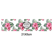 Handmade Soap Paper Tag, Both Sides Coated Art Paper Tape with Tectorial Membrane, Rectangle with Leaf/Flower Pattern & Word, for Soap Packaging, Deep Pink, 210x50mm(DIY-WH0243-074)