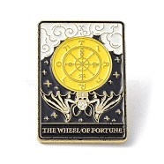 Fashion Tarot Card Enamel Pin, Alloy Brooch, Golden, The Wheel of Fortune X, 30.5x21x10mm, Pin: 1mm(JEWB-P008-J05)