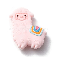 Silicone Focal Beads, Chewing Beads For Teethers, Alpaca, Pink, 31x28x9mm, Hole: 3mm(SIL-Z003-01A)