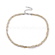 304 Stainless Steel Braided Cuban Link Chain Necklace for Women, Mixed Color, 16.14~16.85 inch(41~42.8cm)(NJEW-P271-04B)