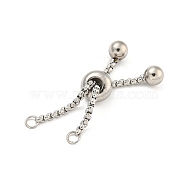 Non-Tarnish Adjustable 304 Stainless Steel Box Chain Slider Bracelet Making, Stainless Steel Color, 2-1/4 inch(5.7cm), Hole: 2mm(MAK-L038-001P-01)