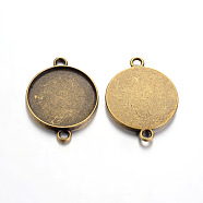 Tibetan Style Cabochon Connector Settings, Plain Edge Bezel Cups, Cadmium Free & Nickel Free & Lead Free, Flat Round, Antique Bronze, 29x22x2.5mm, Hole: 2mm, Tray: 20mm(TIBE-A124178-AB-FF)