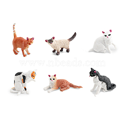 6Pcs Plastic Cat Miniature Ornaments, Micro Landscape Home Dollhouse Accessories, Pretending Prop Decorations, Mixed Color, 25~60mm(PW-WGB3D56-03)