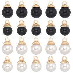 SUNNYCLUE 40Pcs 4 Styles Alloy Pendants, with Plastic Imitation Pearl Beads, Light Gold, Round, Mixed Color, 15~17.5x9.5~12mm, Hole: 2.3mm, 10pcs/style(FIND-SC0009-67)