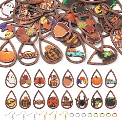 DIY Halloween Earring Making Kit, Including Pumpkin & Ghost & Bat & Spider Wood Big Pendants, Brass Earring Hooks & Jump Rings, Mixed Color, 192Pcs/box(DIY-TA0004-81)