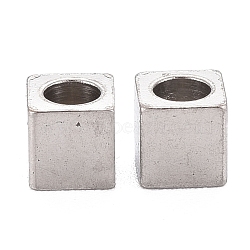 Tarnish Resistant 304 Stainless Steel Beads, Cube, Stainless Steel Color, 4x4x4mm, Hole: 2.5mm(STAS-F259-001P)