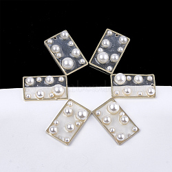 Epoxy Resin Pendants, with ABS Plastic Imitation Pearl and Brass Findings, Rectangle, Light Gold, 30x18x8mm, Hole: 1.6mm(X-KK-T045-03)