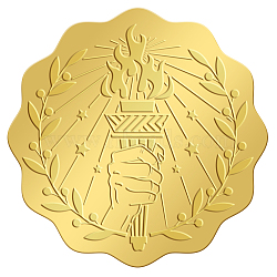 Self Adhesive Gold Foil Embossed Stickers, Medal Decoration Sticker, Fire Pattern, 50x50mm(DIY-WH0211-299)