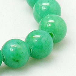 Natural Mashan Jade Round Beads Strands, Dyed, Medium Sea Green, 4mm, Hole: 1mm, about 98pcs/strand, 15.7 inch(G-D263-4mm-XS19)