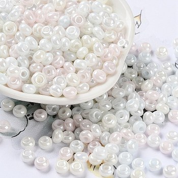 Glass Seed Beads, Opaque Colours Luster, Round, WhiteSmoke, 5~5.5x3~3.5mm, Hole: 1.5~1.6mm, about 3488pcs/pound