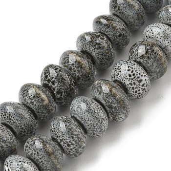 Handmade Porcelain Beads Strands, Abacus, Gray, 12.5x7.5~8mm, Hole: 1.2mm, about 33pcs/strand, 10.31''(26.2cm)