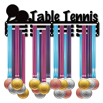 Iron Medal Holder, Medals Display Hanger Rack, Medal Holder Frame, Rectangle with Word Table Tennis, Black, 13.6x40cm