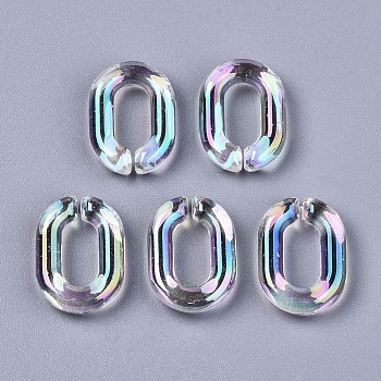 Transparent Acrylic Linkings Rings, Quick Link Connectors, For Curb Chains Making, AB Color, Oval, Clear AB, 19x14x4mm, Inner Diameter: 11x5.5mm