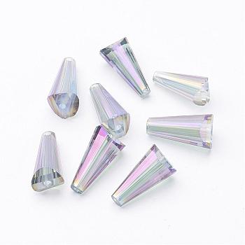 Mixed Faceted Electroplated Cone Glass Beads, 16x8mm, Hole: 1.5mm