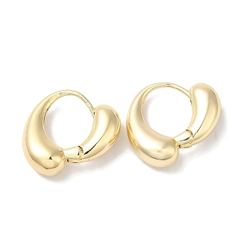 Teardrop Brass Hoop Earrings for Women, Real 18K Gold Plated, 16x5.5mm