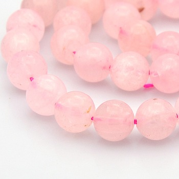 Round Natural Rose Quartz Beads Strands, 8mm, Hole: 1mm, about 50pcs/strand, 15.7 inch