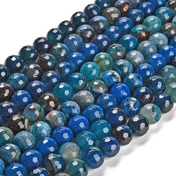 Natural Agate Beads Strands, Dyed & Heated, Round, Faceted, Mixed Color, 13.5~14mm, Hole: 1.4mm, about 28~29pcs/strand, 15.16 inch(38.5cm)